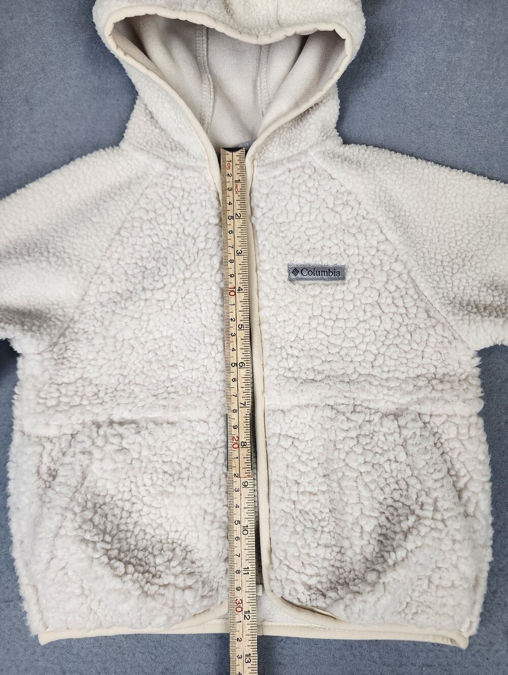 Columbia Cozy Teddy Hooded Sherpa Jacket Cream Full Zip 12-18 Months - Picture 9 of 10